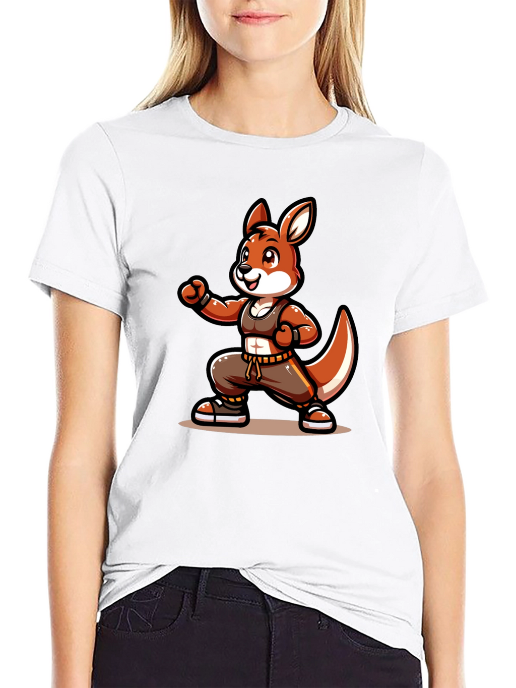 Cool Kangaroo Cartoon Graphic T-Shirt