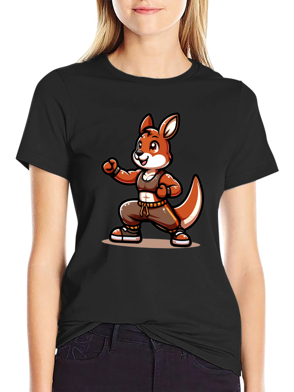 Cool Kangaroo Cartoon Graphic T-Shirt