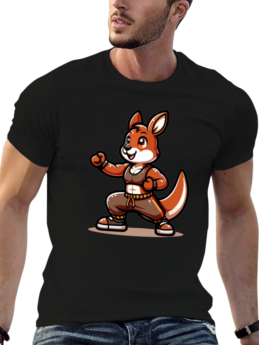 Cool Kangaroo Cartoon Graphic T-Shirt