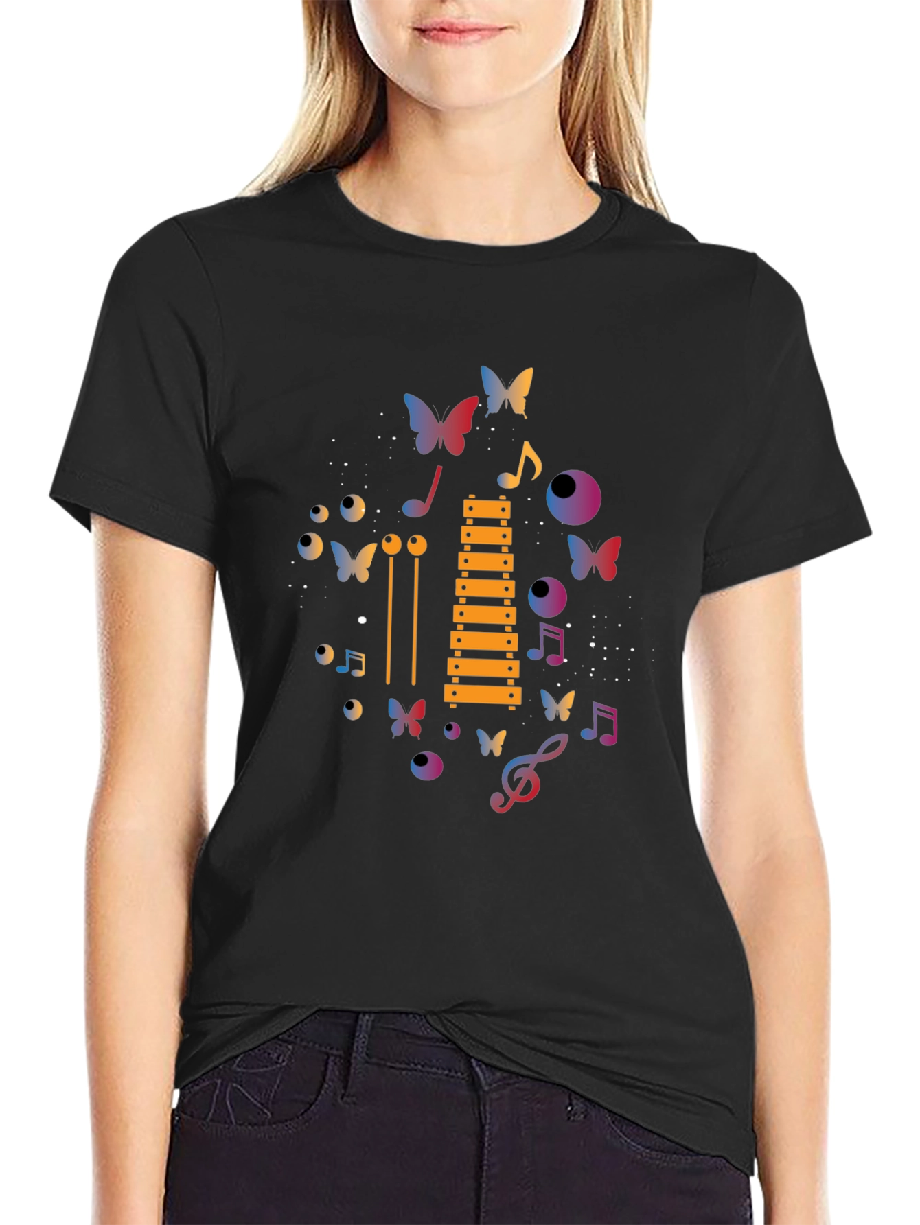 Musical Butterfly Graphic T-Shirt
