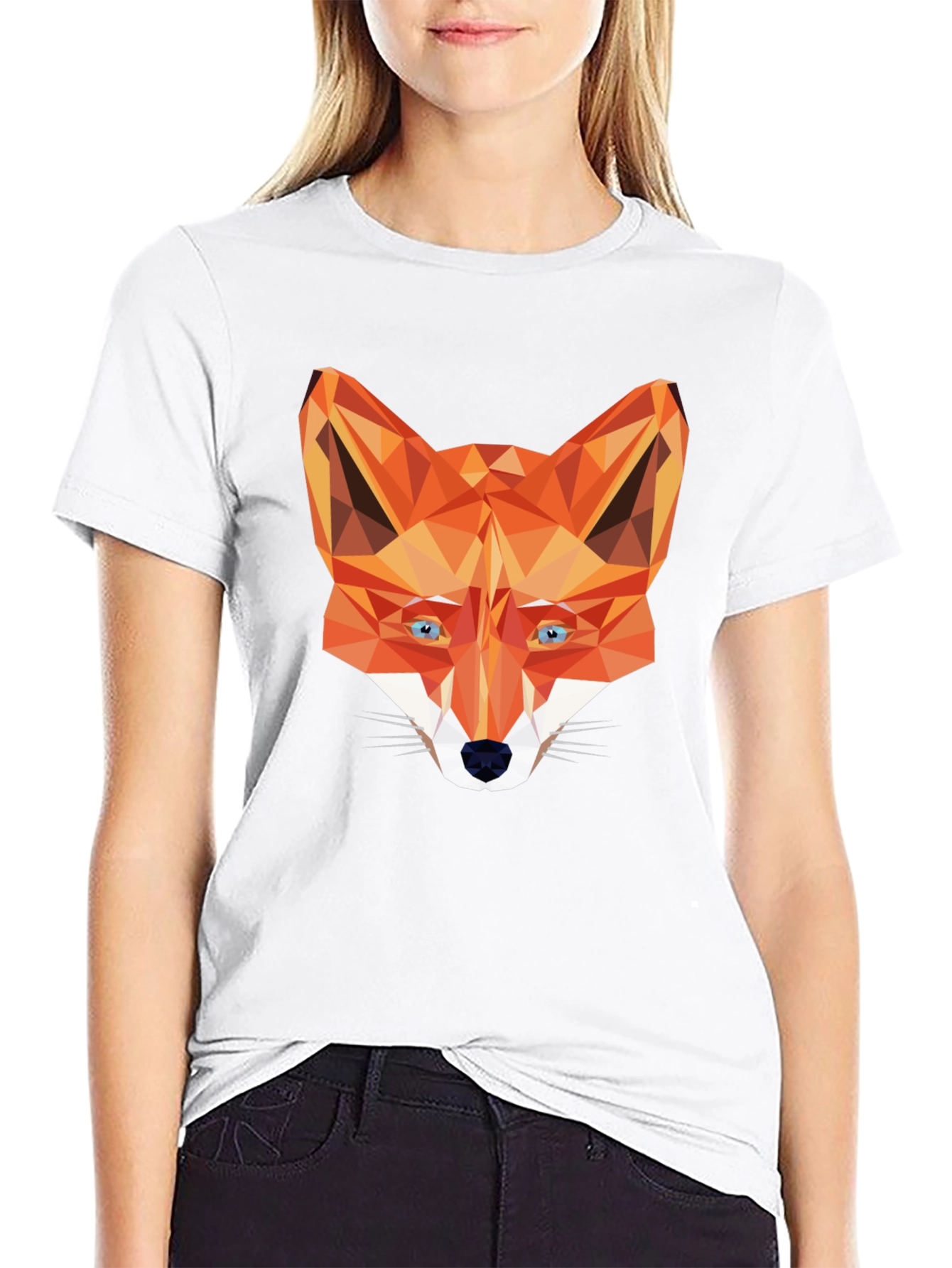 Geometric Fox Graphic Tee - Stylish Black T-Shirt