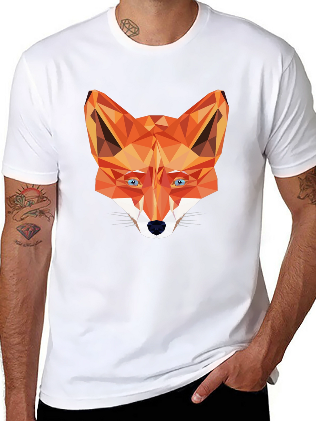 Geometric Fox Graphic Tee - Stylish Black T-Shirt