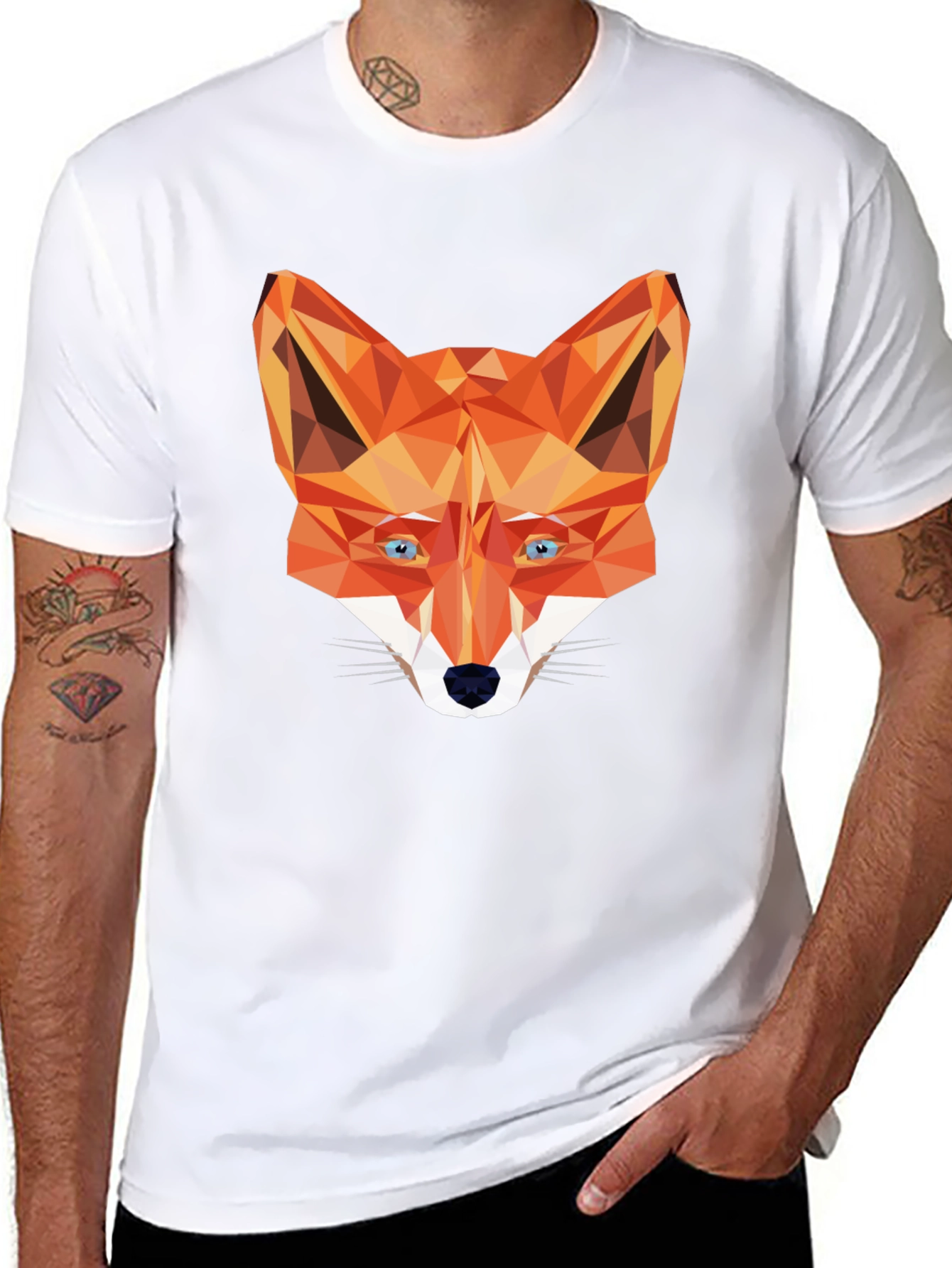 Geometric Fox Graphic Tee - Stylish Black T-Shirt
