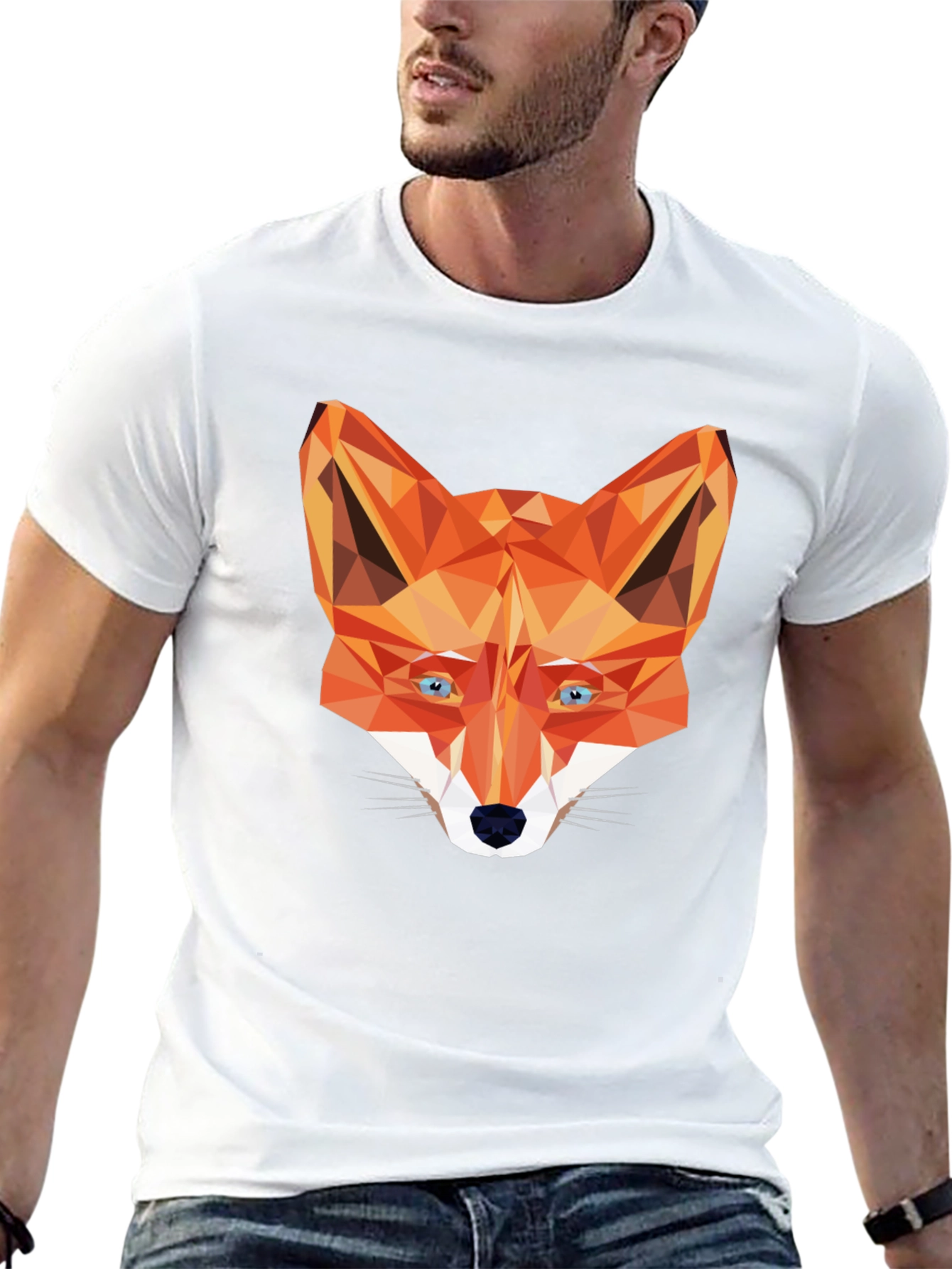 Geometric Fox Graphic Tee - Stylish Black T-Shirt