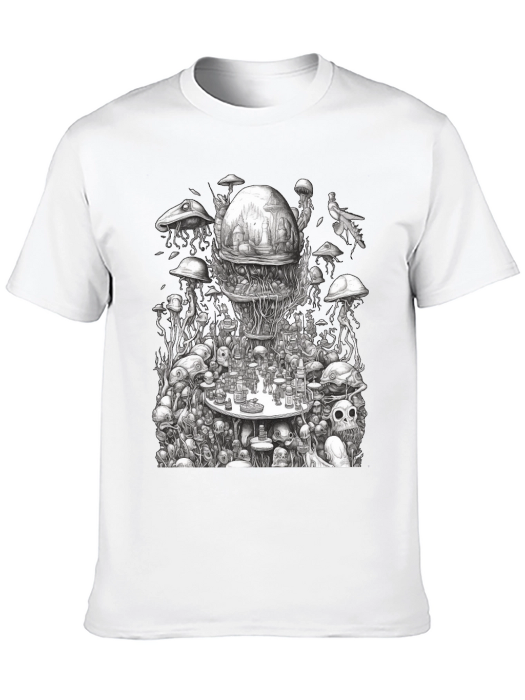 Surreal Mushroom Black Graphic Tee