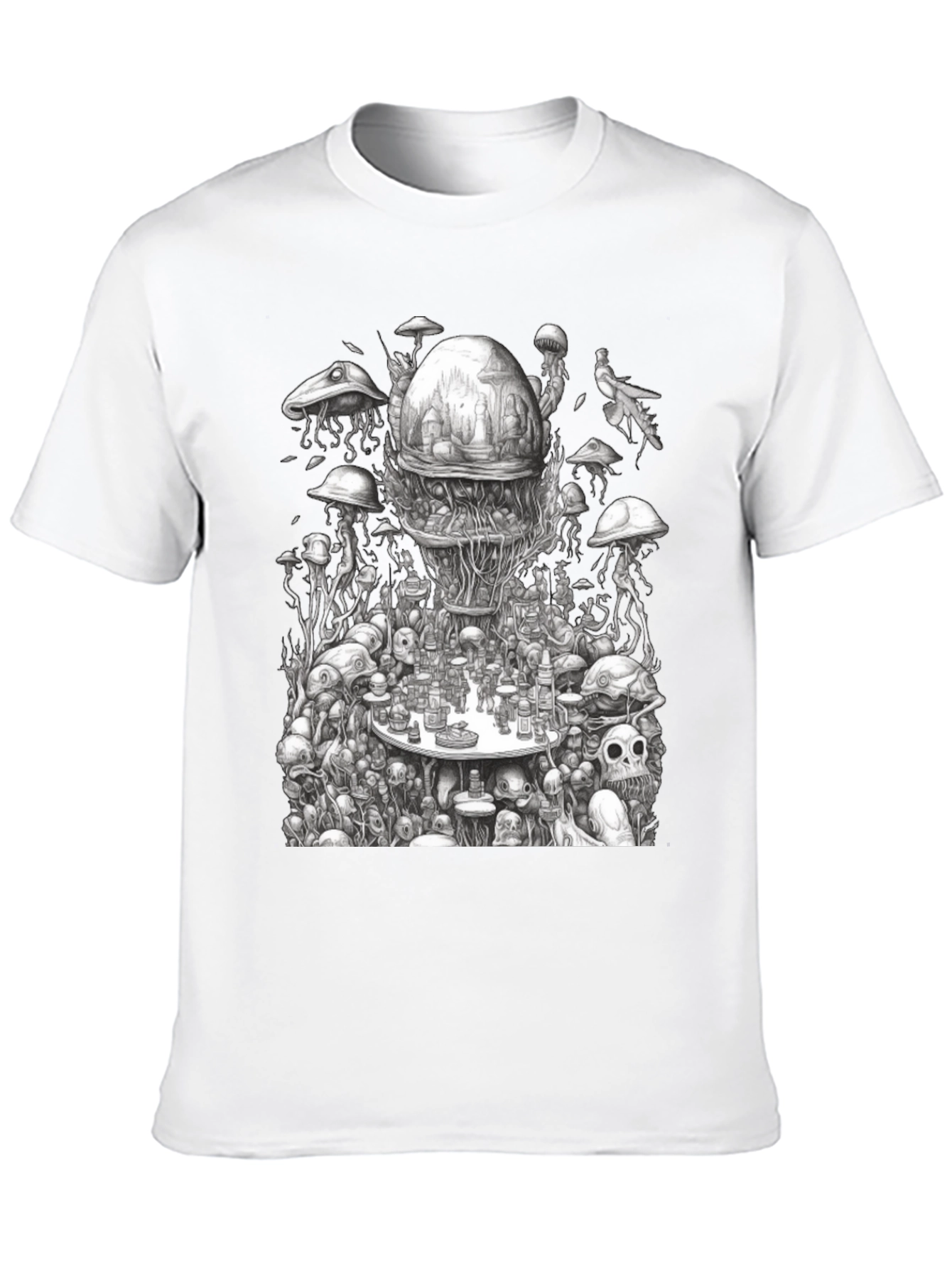 Surreal Mushroom Black Graphic Tee