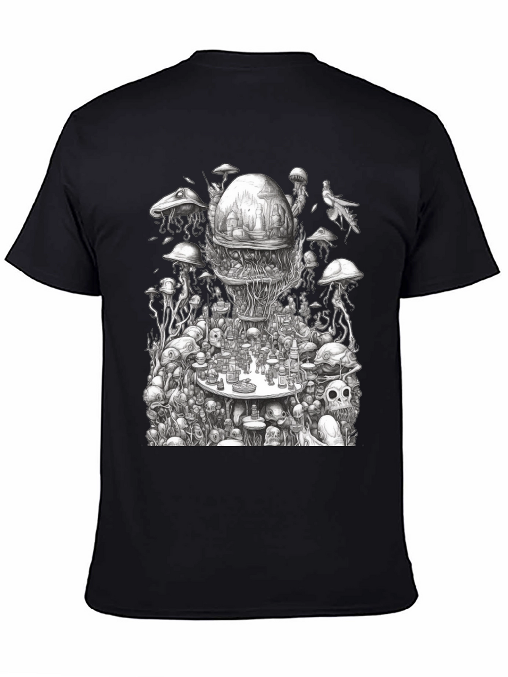 Surreal Mushroom Black Graphic Tee