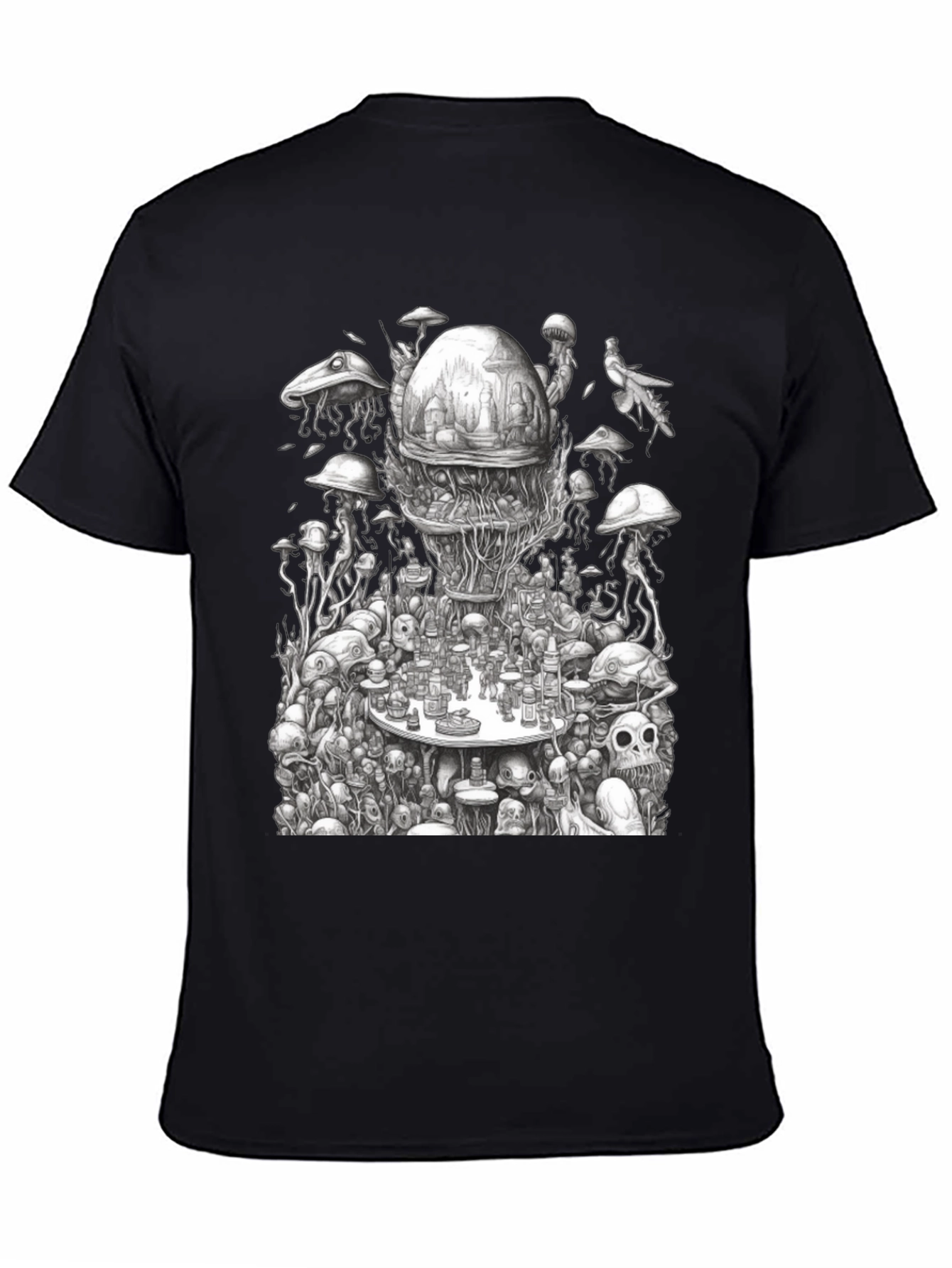 Surreal Mushroom Black Graphic Tee