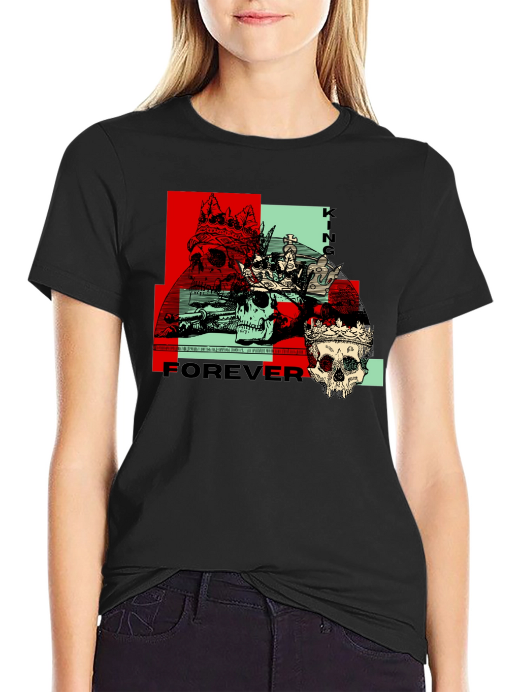 King Forever Graphic Tee - Skull Crown Design