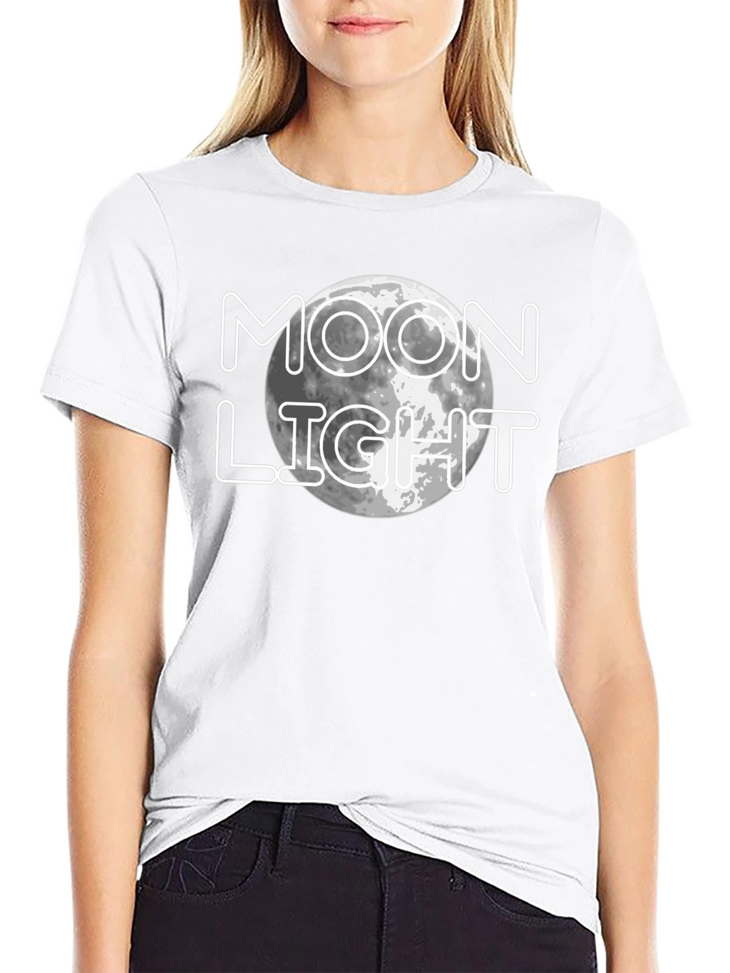 Moonlight Graphic Print Black T-Shirt