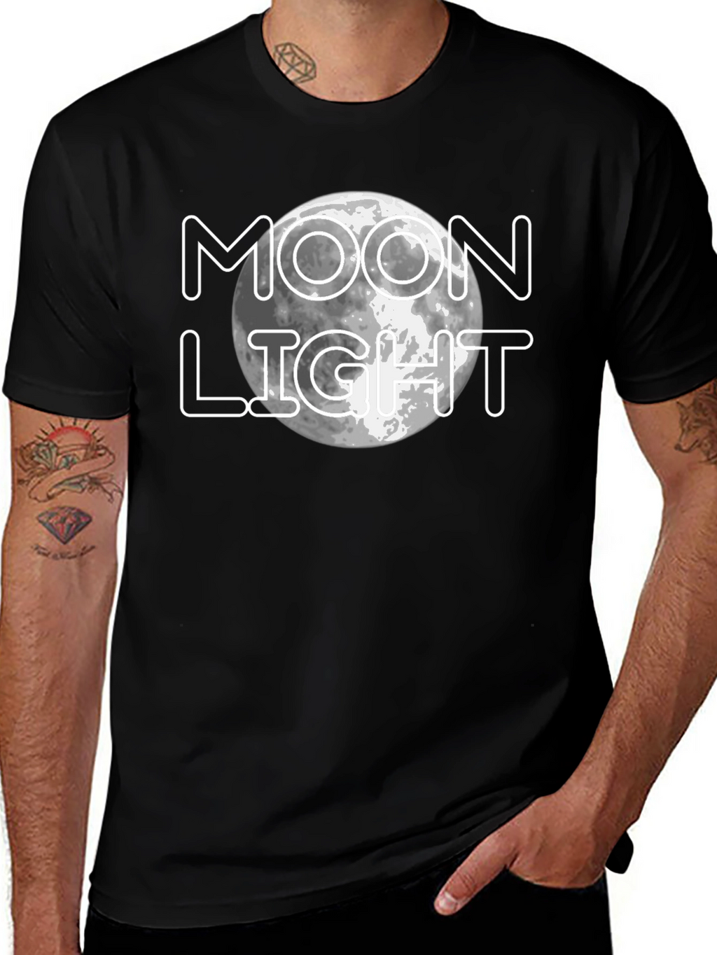 Moonlight Graphic Print Black T-Shirt