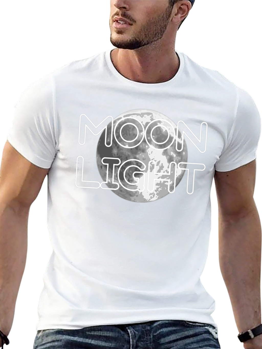 Moonlight Graphic Print Black T-Shirt