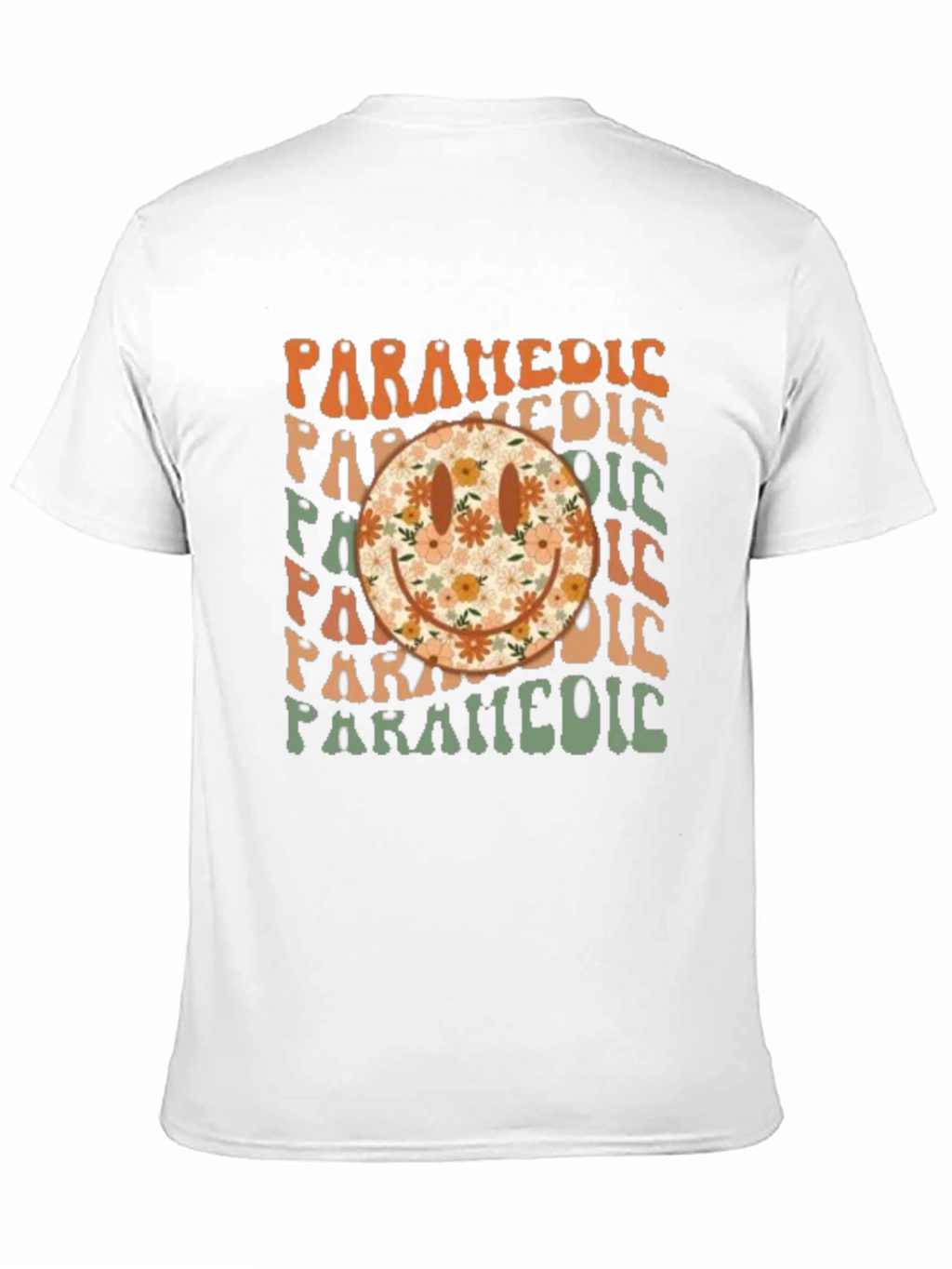 Retro Paramedic Floral Smiley Face T-Shirt