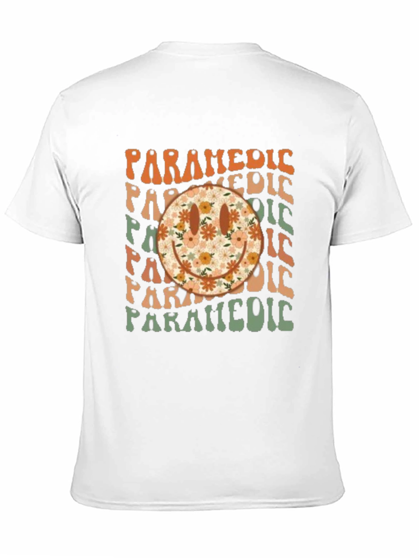 Retro Paramedic Floral Smiley Face T-Shirt