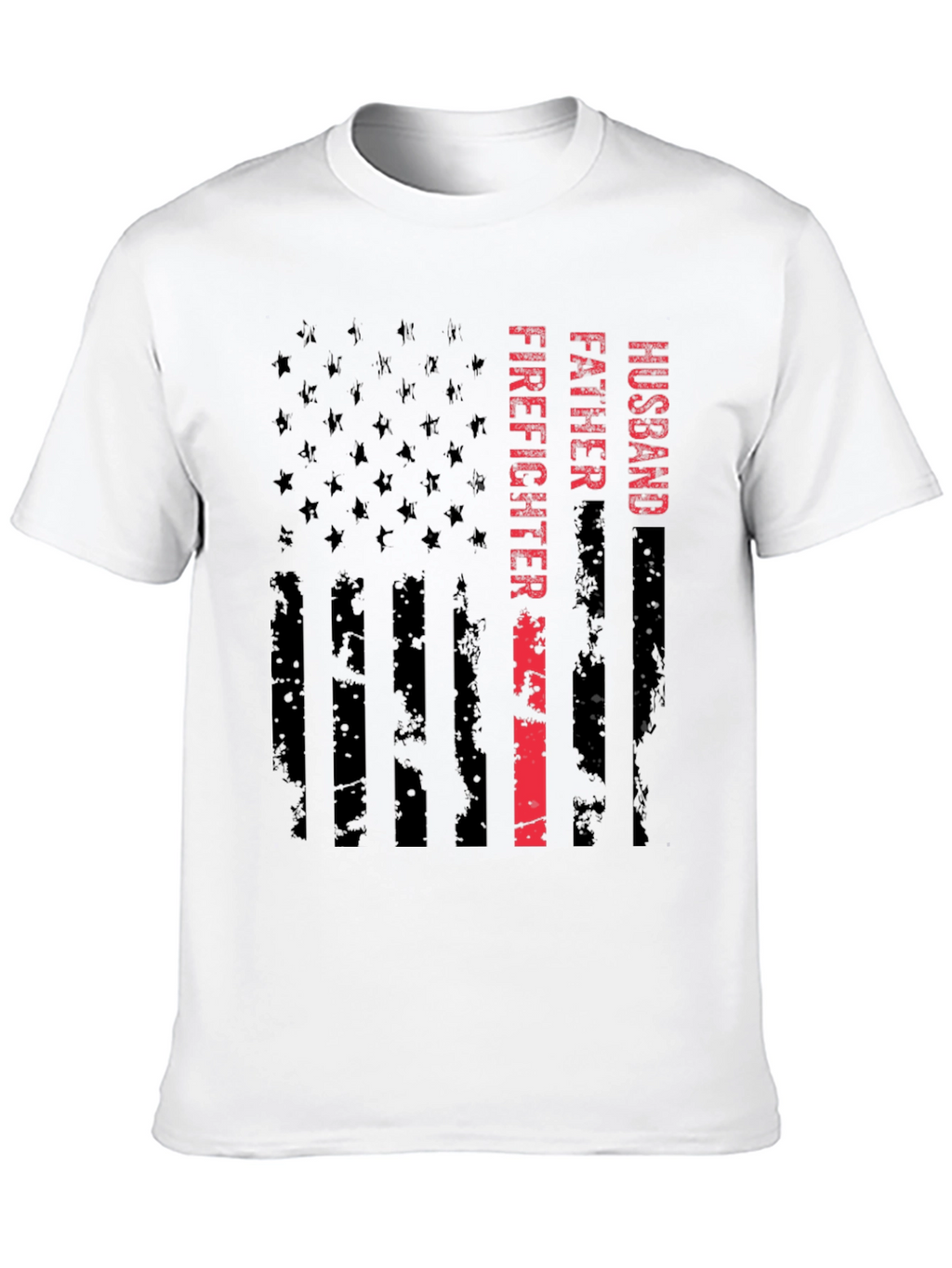 Husband Father Firefighter American Flag Graphic Tee