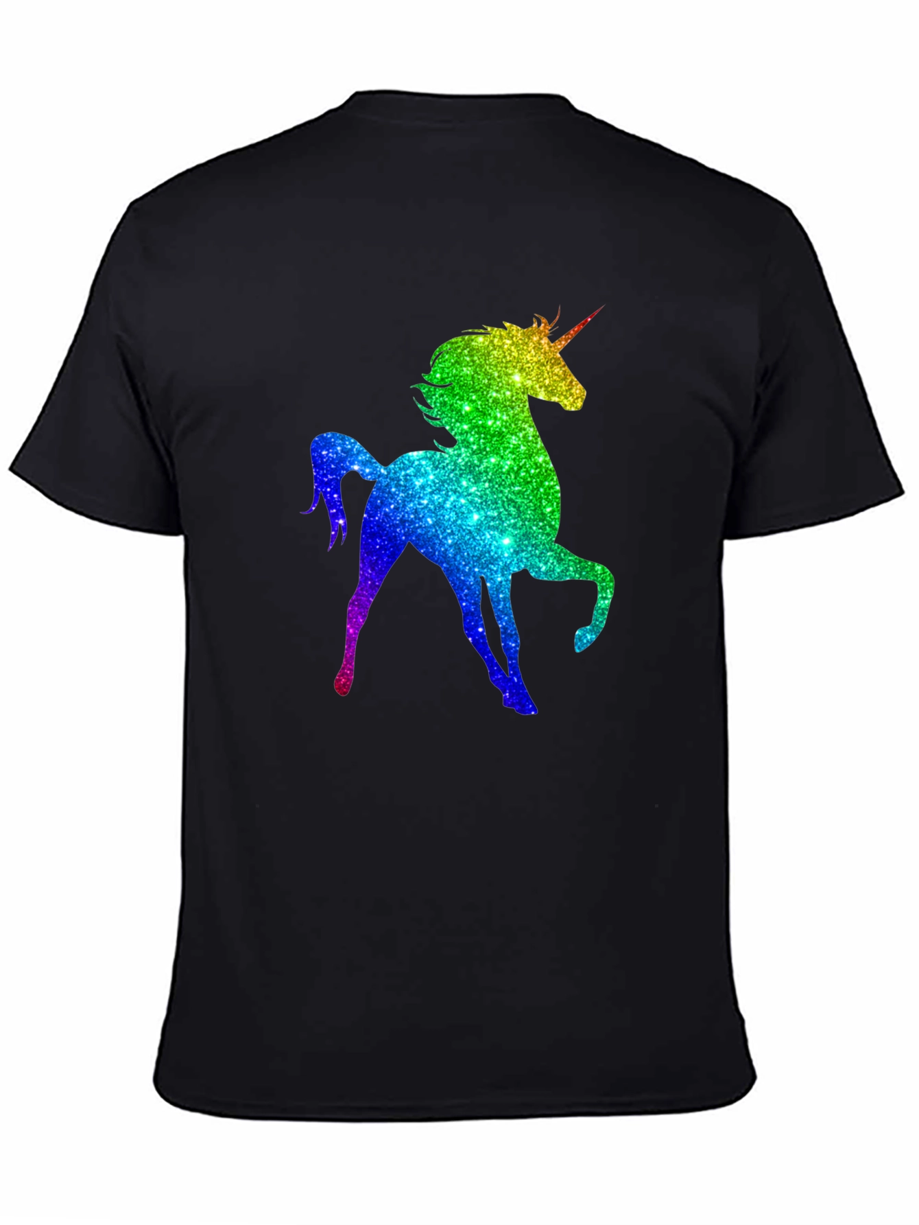Rainbow Unicorn Graphic Tee - Black Cotton T-Shirt