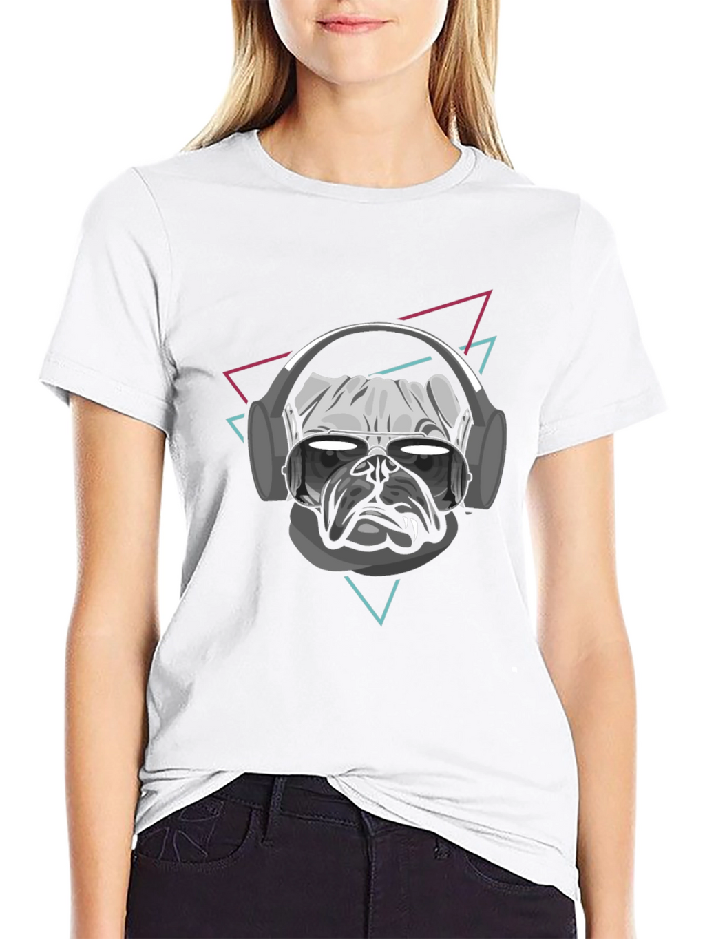 Cool Dog T-Shirt - Pug with Headphones