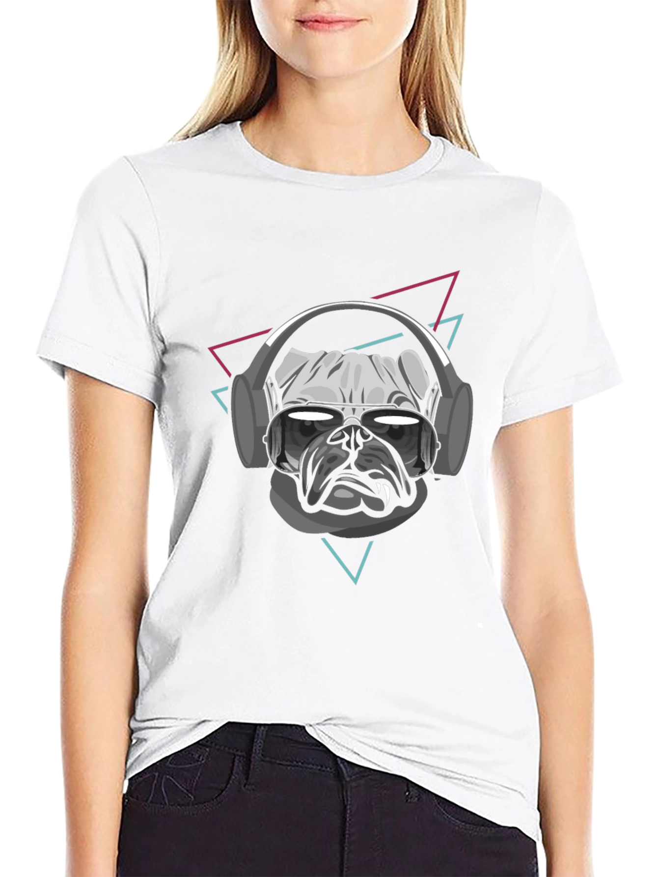 Cool Dog T-Shirt - Pug with Headphones