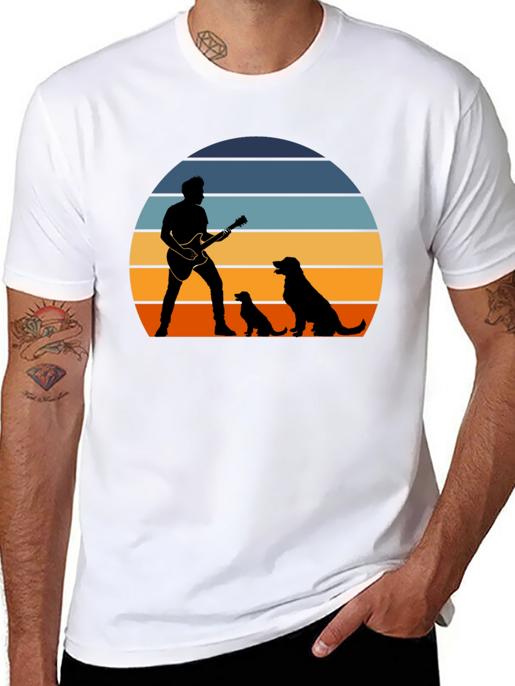 Sunset Guitarist Dog Lover T-Shirt