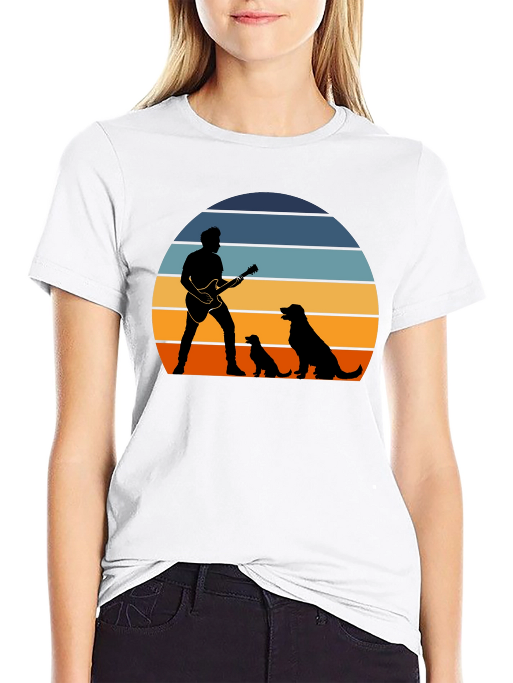 Sunset Guitarist Dog Lover T-Shirt