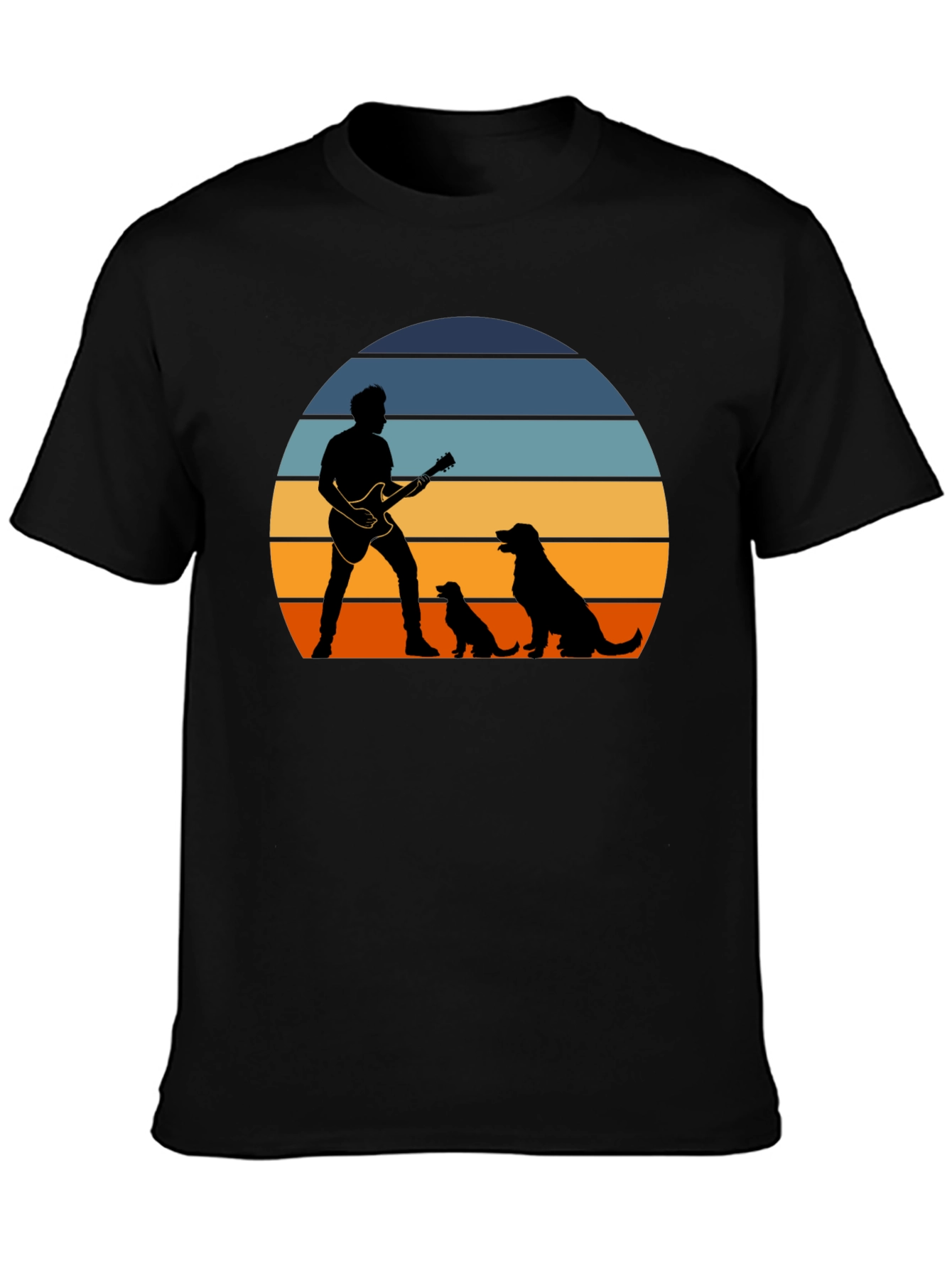Sunset Guitarist Dog Lover T-Shirt
