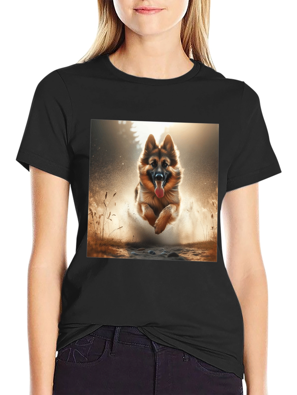 German Shepherd Dog Graphic Tee - Black