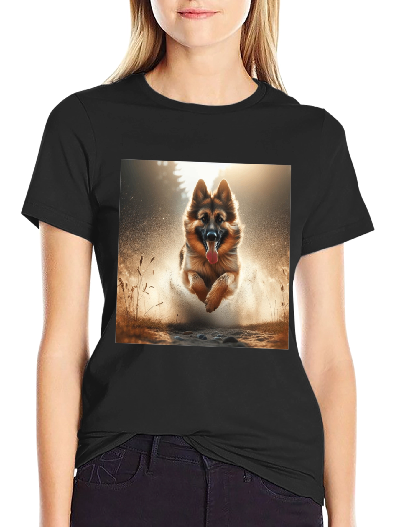 German Shepherd Dog Graphic Tee - Black