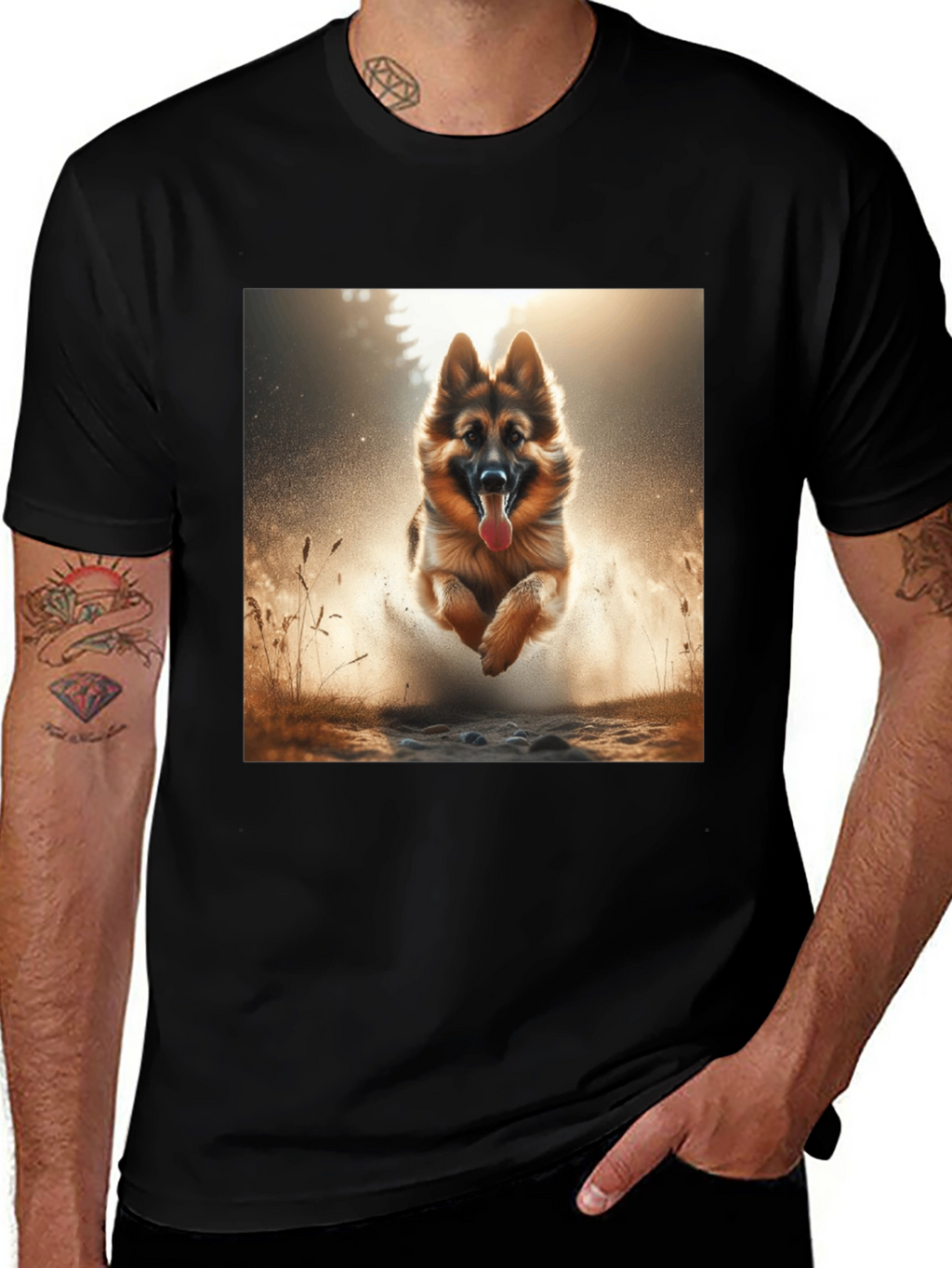 German Shepherd Dog Graphic Tee - Black