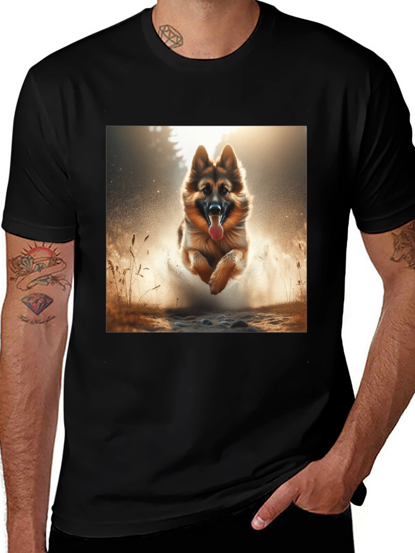 German Shepherd Dog Graphic Tee - Black