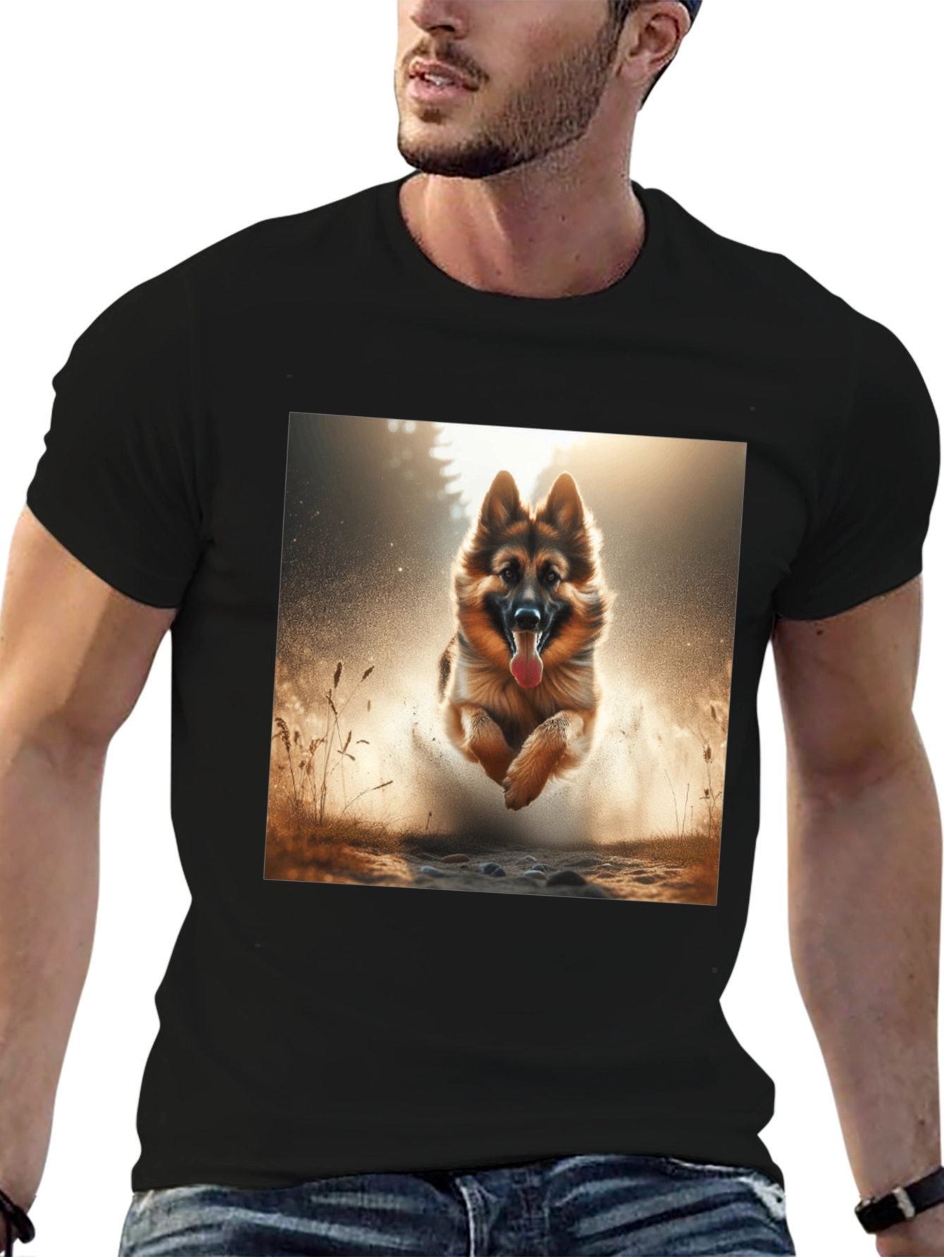 German Shepherd Dog Graphic Tee - Black