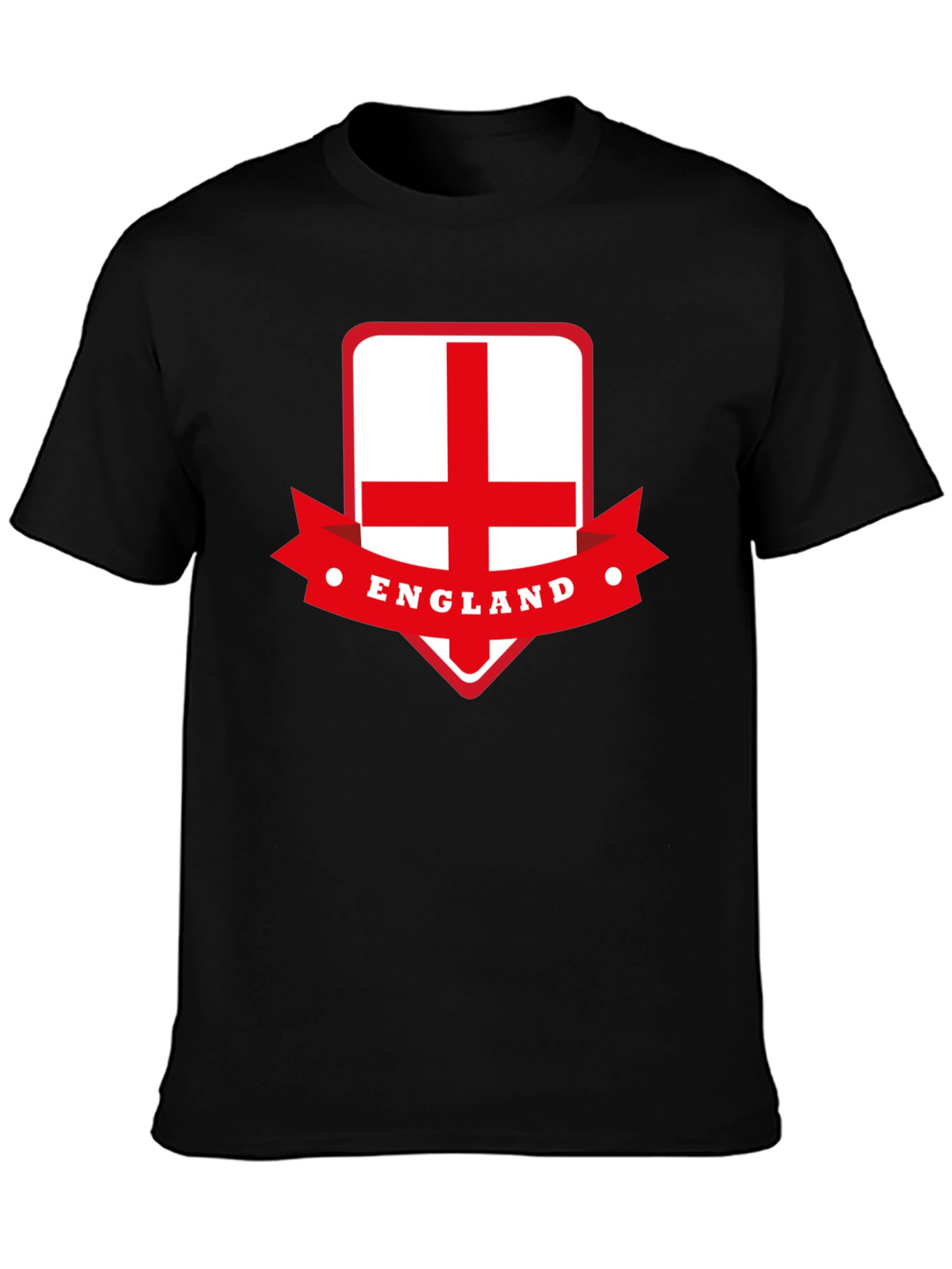 England Flag Graphic Tee - Black Cotton T-Shirt
