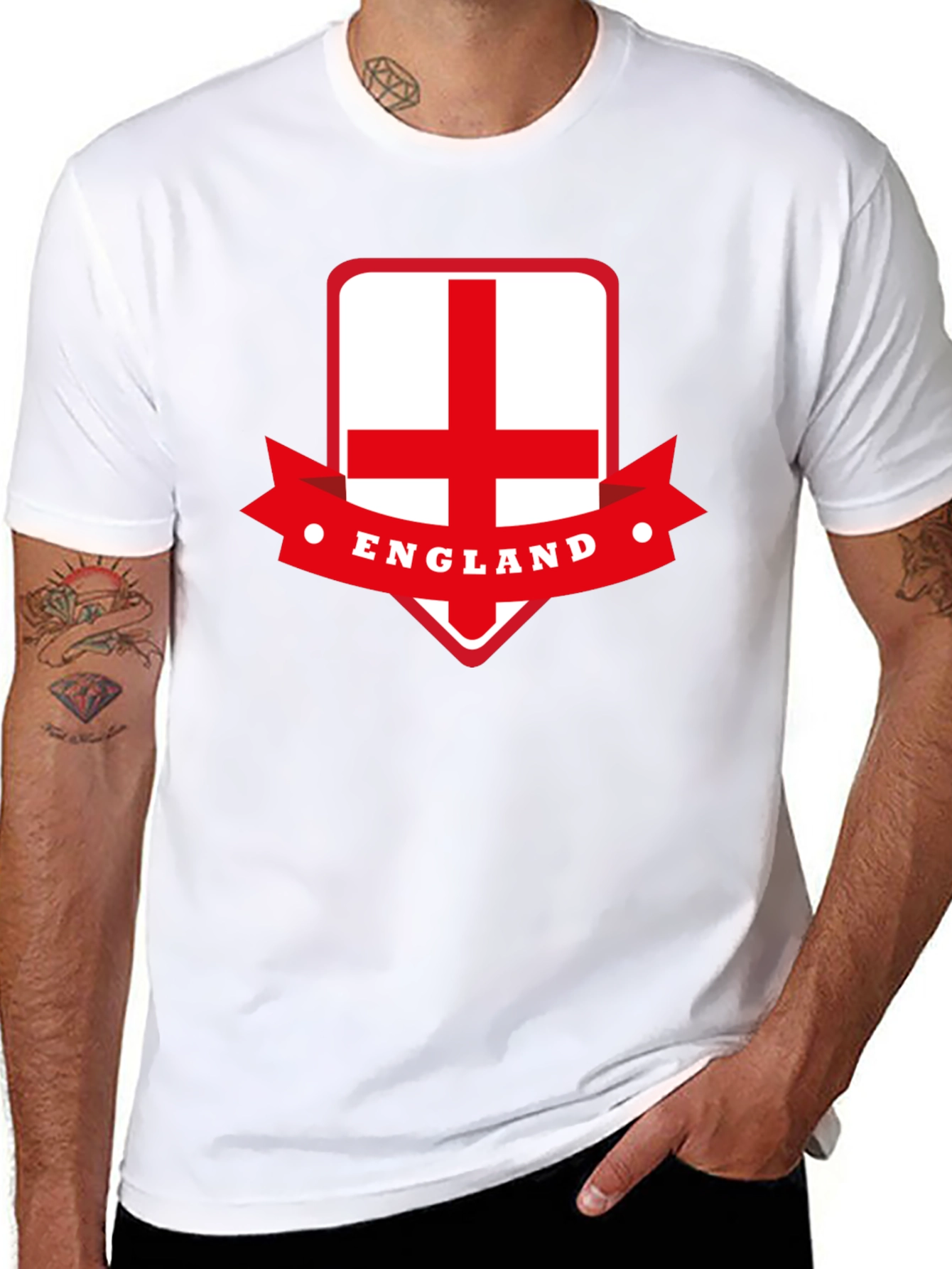 England Flag Graphic Tee - Black Cotton T-Shirt