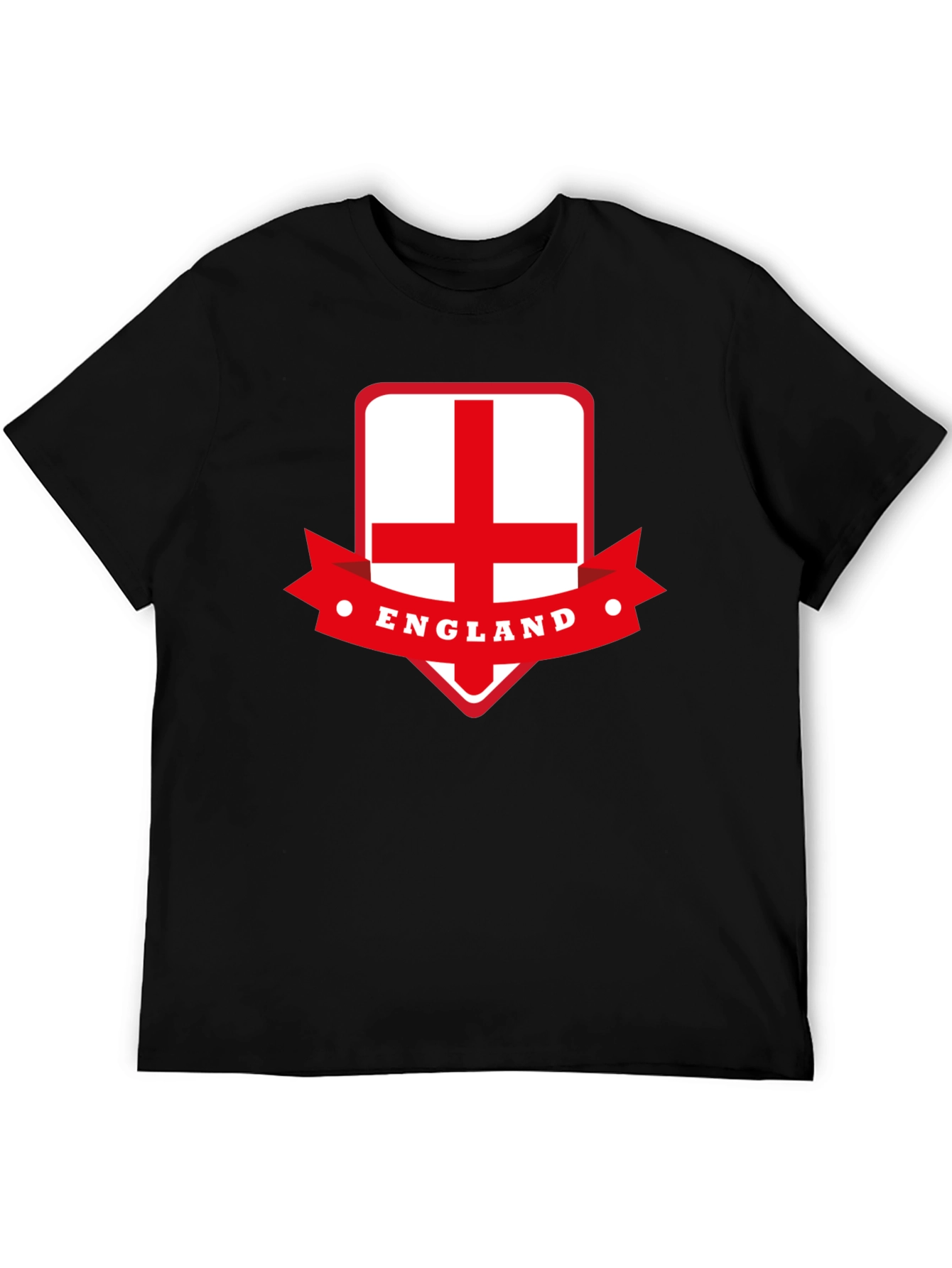 England Flag Graphic Tee - Black Cotton T-Shirt