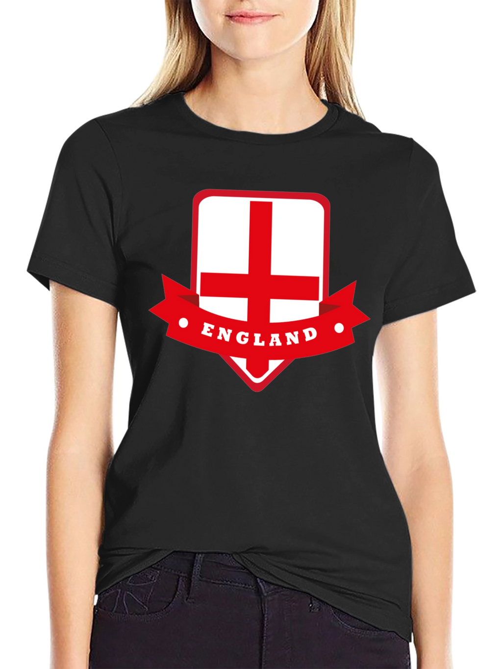 England Flag Graphic Tee - Black Cotton T-Shirt