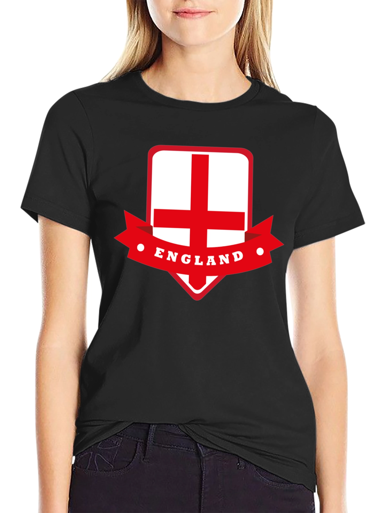 England Flag Graphic Tee - Black Cotton T-Shirt