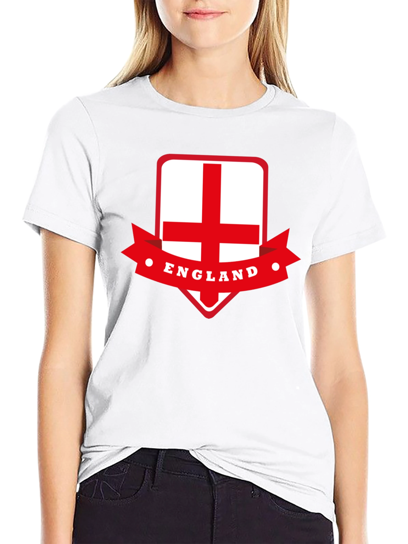 England Flag Graphic Tee - Black Cotton T-Shirt