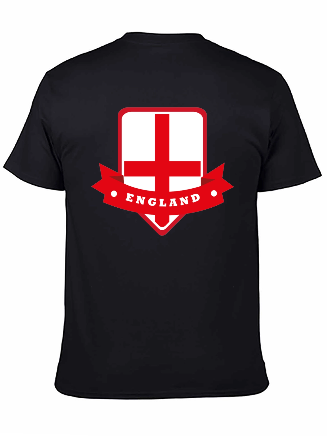 England Flag Graphic Tee - Black Cotton T-Shirt