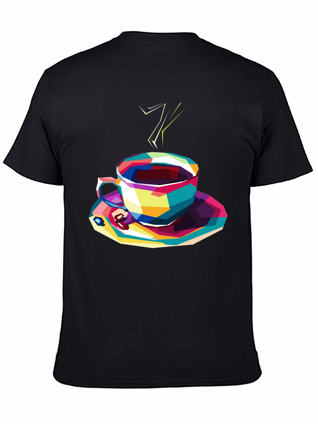 Abstract Coffee Cup Graphic Tee - Black