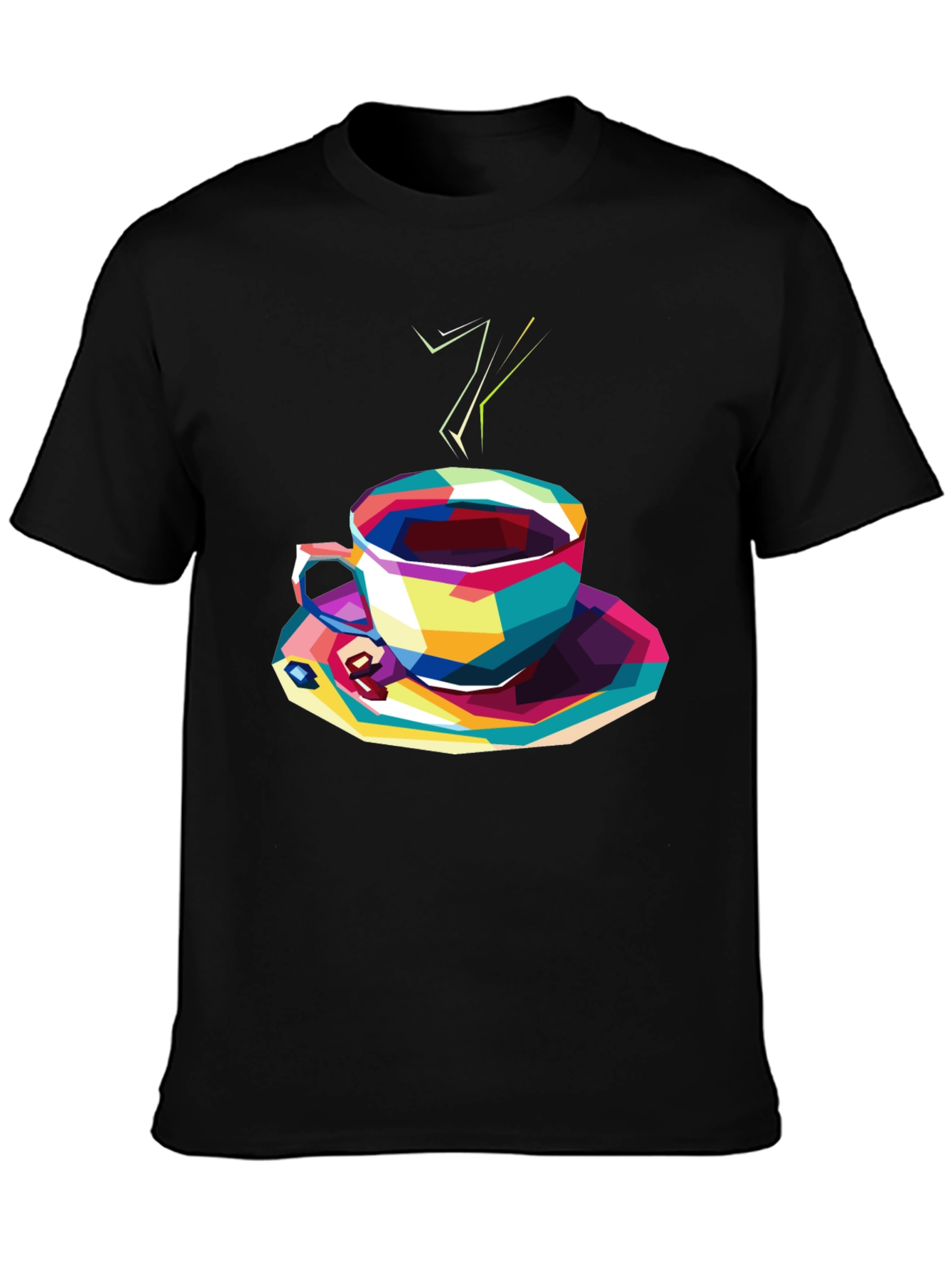 Abstract Coffee Cup Graphic Tee - Black