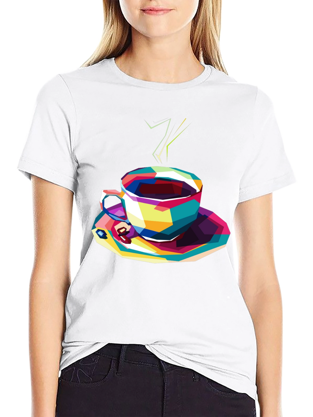 Abstract Coffee Cup Graphic Tee - Black