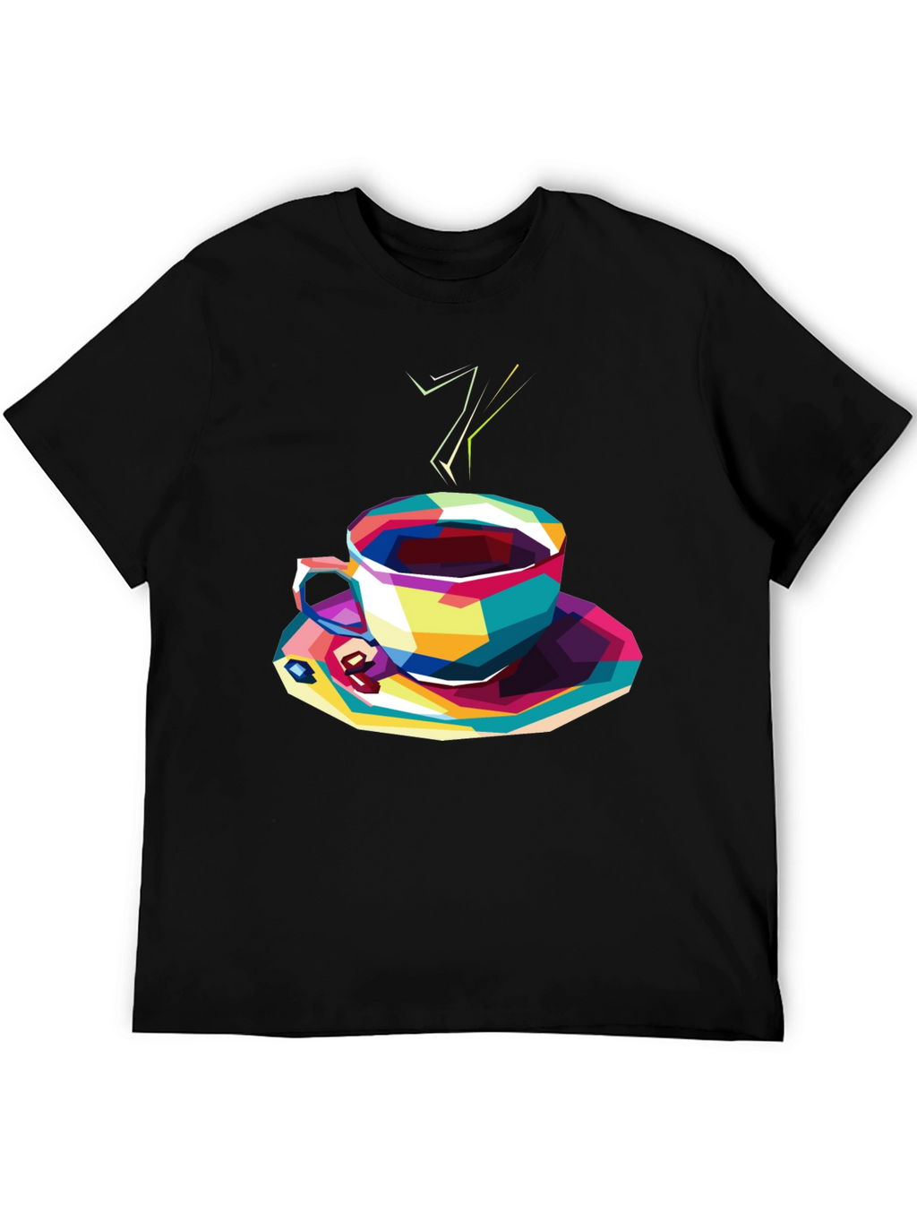 Abstract Coffee Cup Graphic Tee - Black