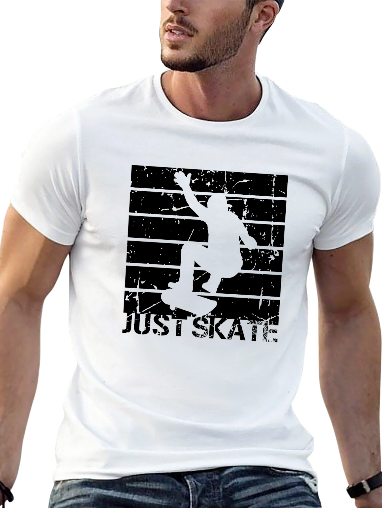 Just Skate Tee: Skateboard Silhouette Graphic T-Shirt