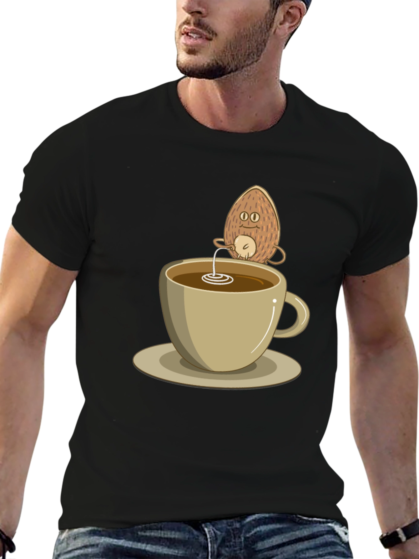 Coconut Coffee Humor Tee - Quirky Black T-Shirt