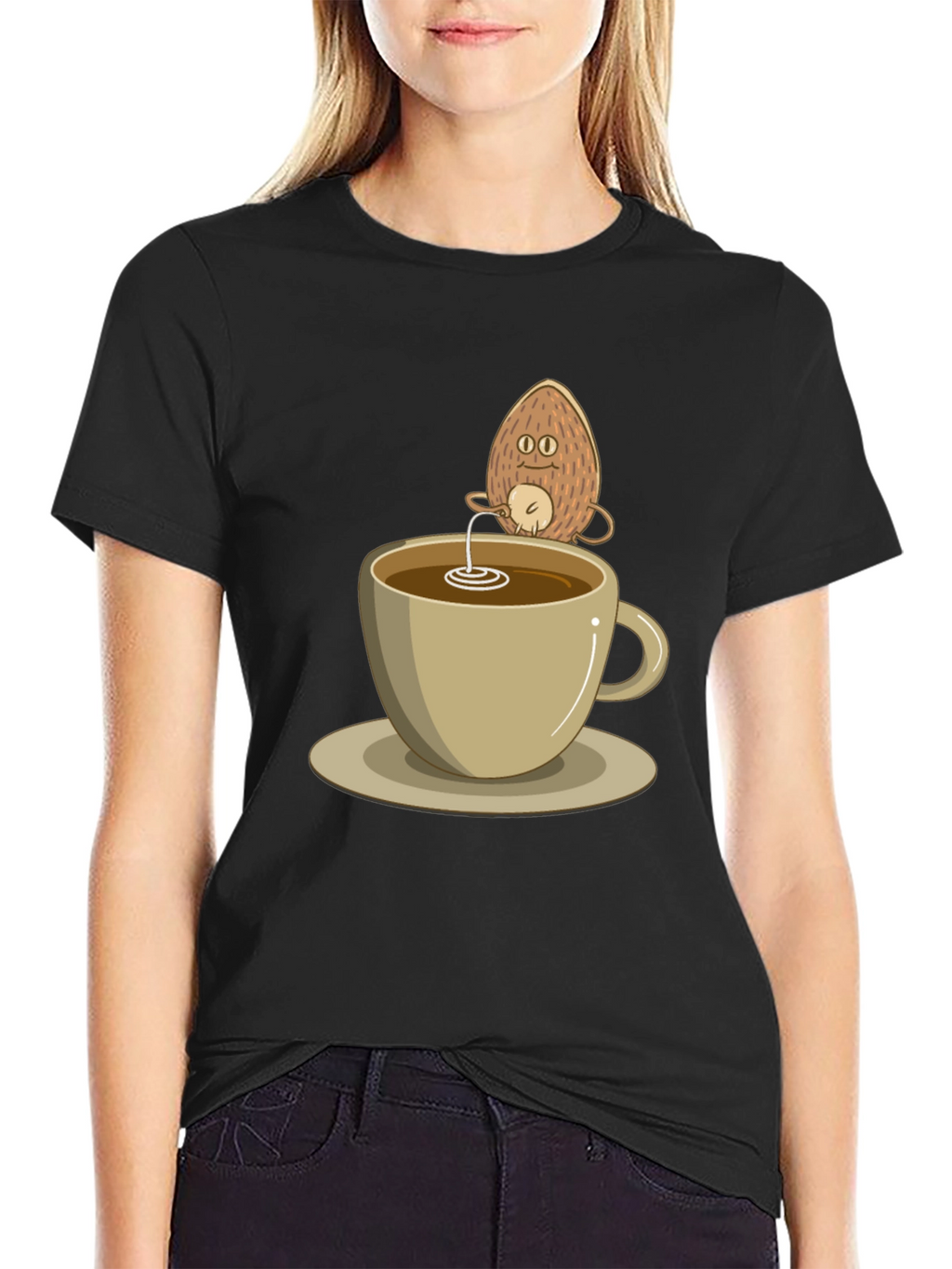 Coconut Coffee Humor Tee - Quirky Black T-Shirt