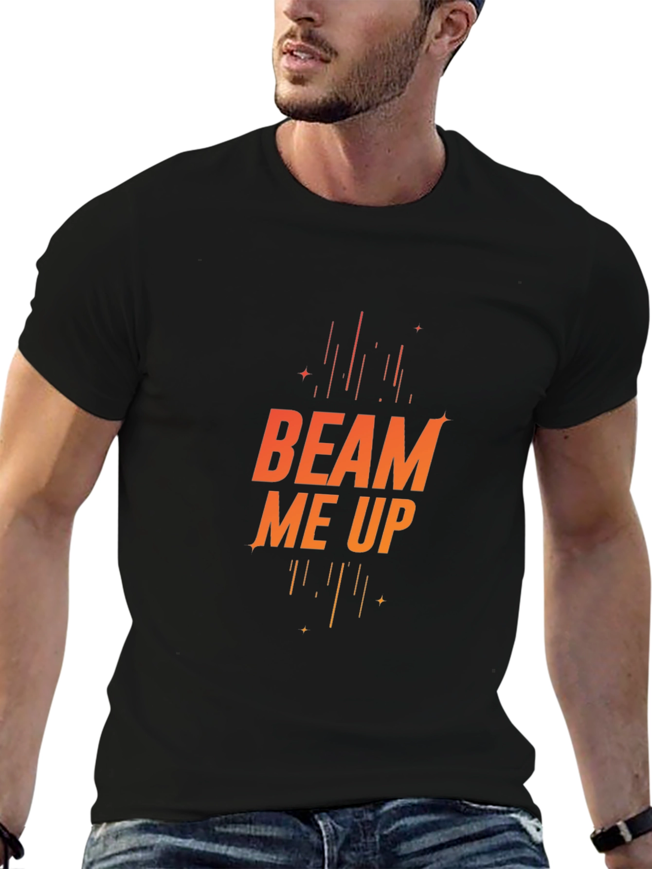 Beam Me Up Black Graphic Tee