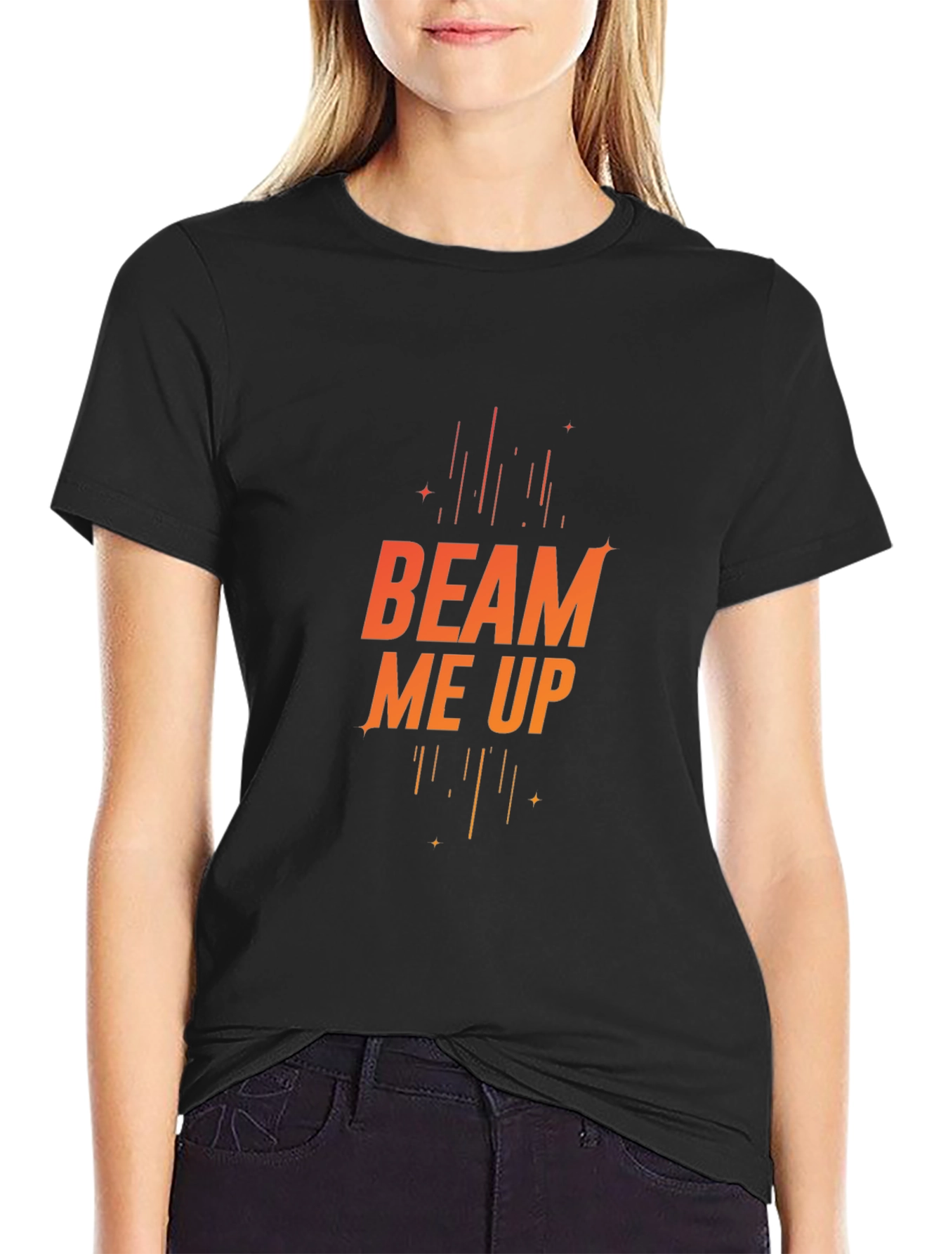 Beam Me Up Black Graphic Tee