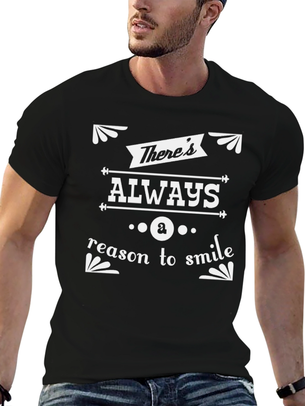 Always a Reason to Smile Black Graphic Tee