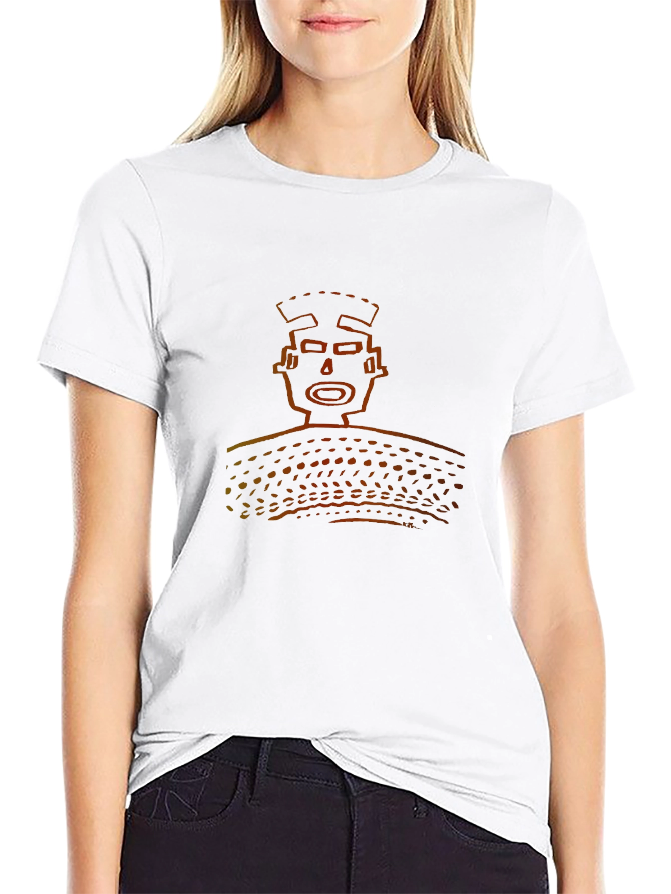 Abstract Graphic Print Black Crew Neck T-Shirt