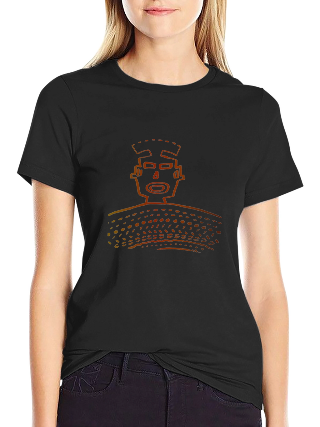 Abstract Graphic Print Black Crew Neck T-Shirt