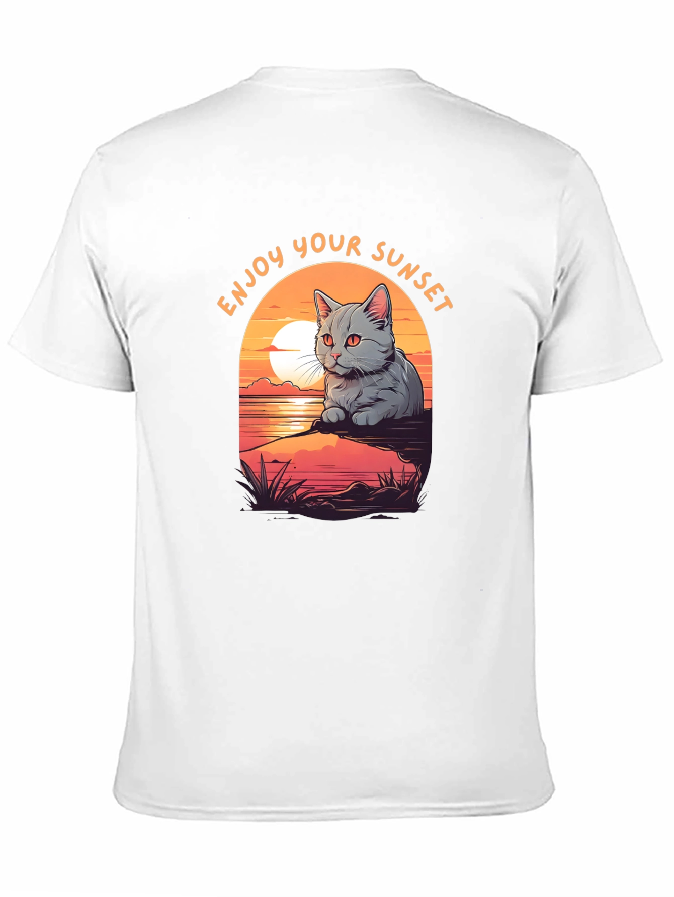 Enjoy Your Sunset Cat Graphic T-Shirt